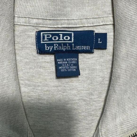 Vintage 90s Polo Ralph Lauren Sweater Mens Large Tan/Grey Full Zip Jacket - Picture 3 of 3